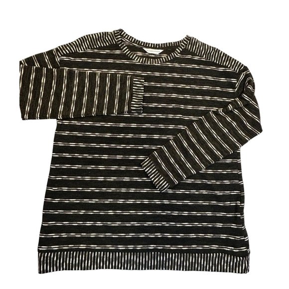 Christopher & Banks Womens Long Sleeve Green White Stripe Sweater Size Large - Picture 2 of 6